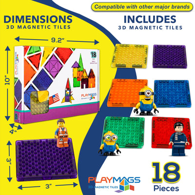 Playmags segulkubbar - Bricks (lego) 18 stk sett