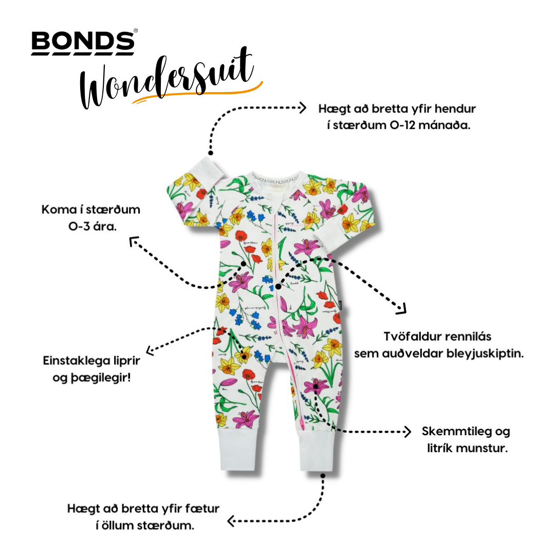 Bonds Wondersuit - White flowers